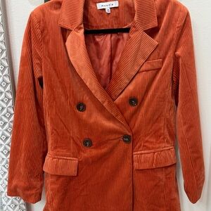 Moodie Women's Vibrant Orange Corduroy Blazer